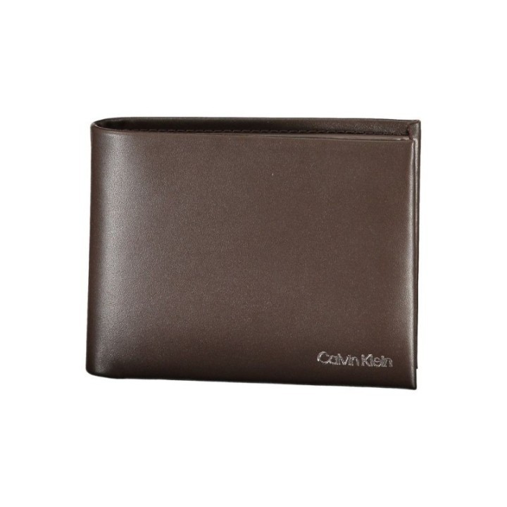 Cartera de piel marrón para hombre Calvin Klein vista frontal