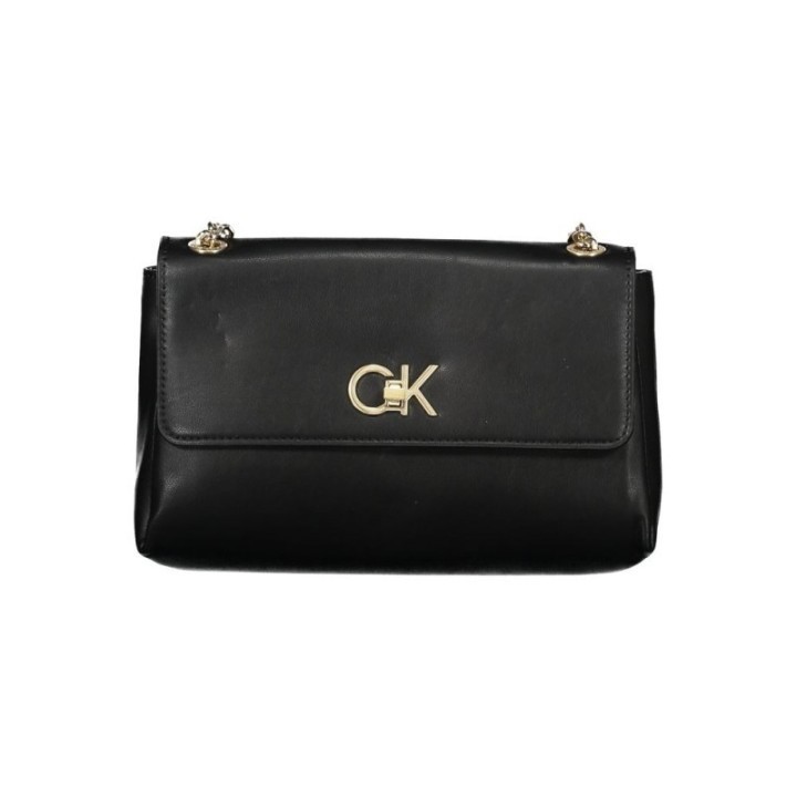 bolso de hombro negro de poliéster para mujer Calvin Klein vista frontal