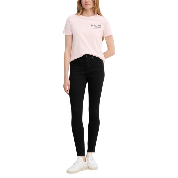 Calvin Klein Jeans vaqueros skinny de mujer negros de algodón vista frontal