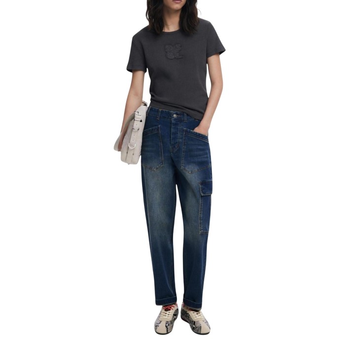 Vaqueros de mujer Desigual Parker en denim azul vista frontal en modelo