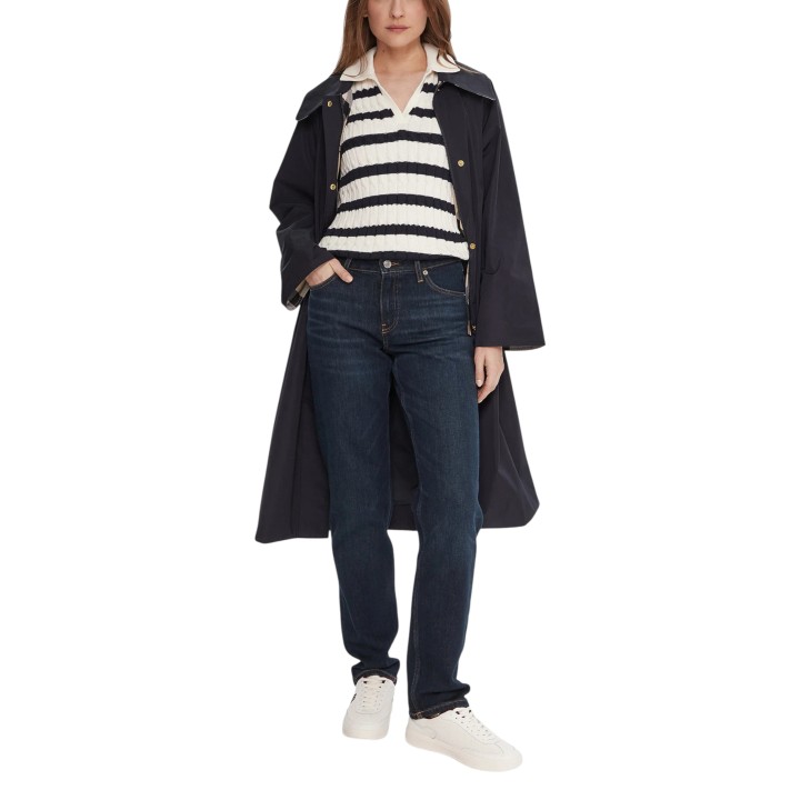 Tommy Hilfiger vaqueros de mujer en denim oscuro vista frontal con modelo