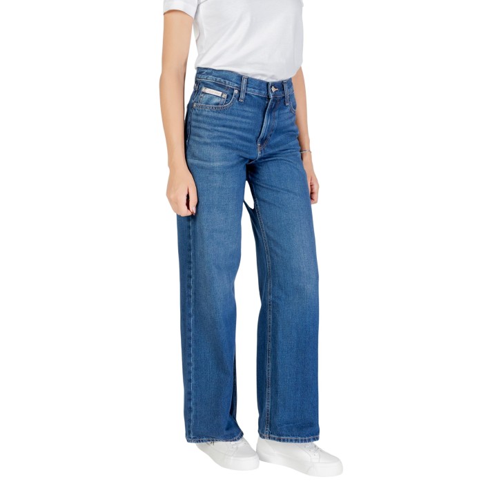 Calvin Klein Jeans vaqueros de mujer baggy azul denim vista de tres cuartos