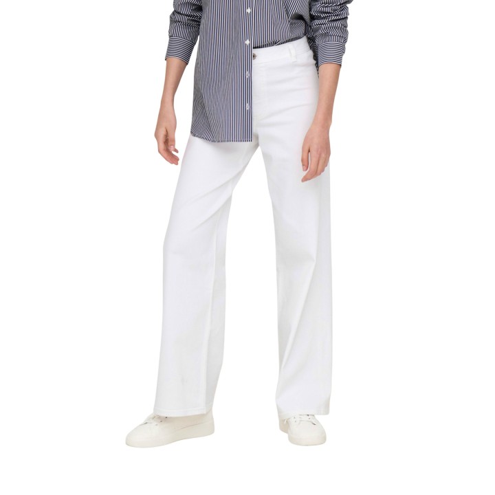 Jacqueline de Yong pantalón de mujer blanco Jdyiris Stretch Wide vista frontal