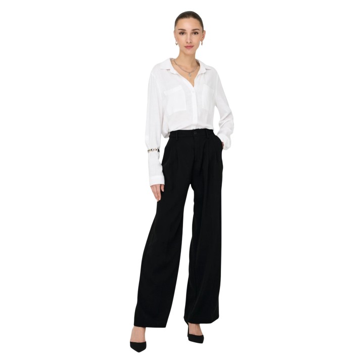 Jacqueline de Yong pantalón negro de mujer Jdyriver Hw Wide Pant Tlr vista tres cuartos