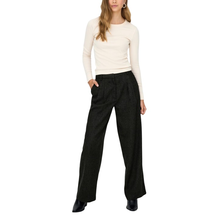 Jacqueline de Yong pantalón ancho de mujer negro vista frontal