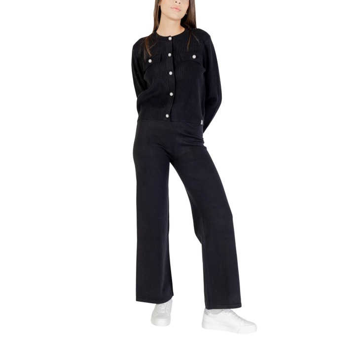 Pantalón palazzo negro de mujer Choral SLI5PT025147D vista tres cuartos