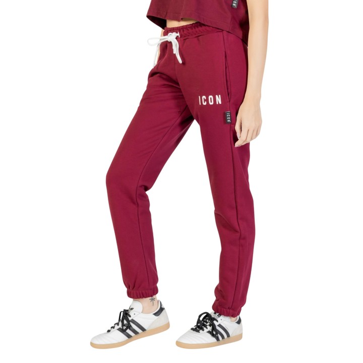 Icon pantalón deportivo de mujer burdeos vista de tres cuartos