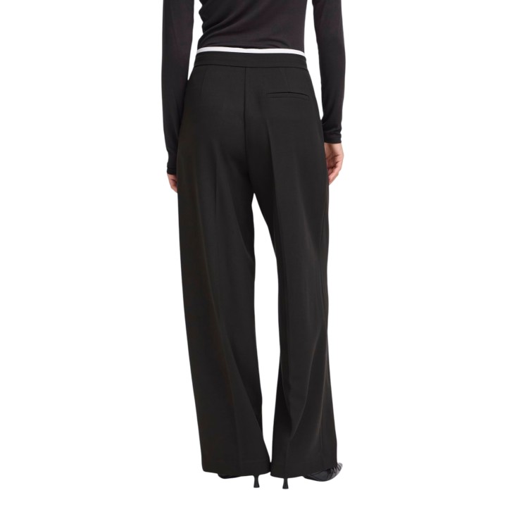 Pantalón palazzo negro Ichi para mujer vista posterior