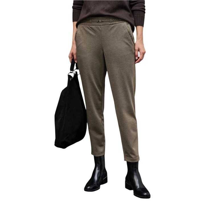 Street One pantalón de mujer marrón Bonny Buckle Piquee 379784 vista frontal