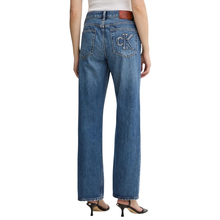 Vaqueros de mujer Calvin Klein Jeans azul denim vista posterior