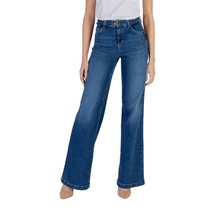 Liu-Jo vaqueros de mujer acampanados en denim azul vista frontal