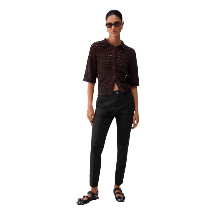 Liu-Jo pantalón chino negro de mujer vista de tres cuartos
