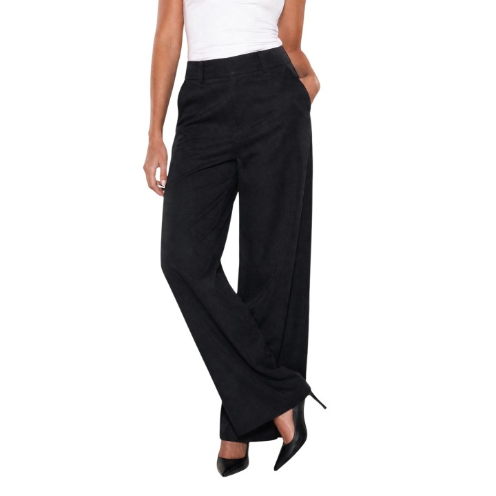 Guess pantalón de mujer negro Bastienne Wide Leg Trouser vista de tres cuartos