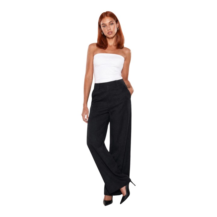 Guess pantalón de mujer negro Bastienne Wide Leg Trouser vista de tres cuartos