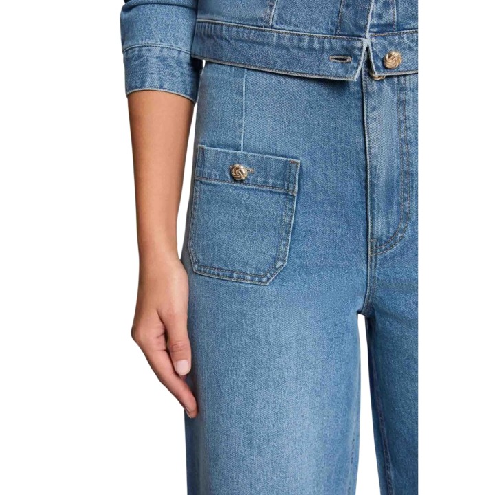 Detalle frontal de vaqueros Morgan De Toi de mujer en denim azul claro