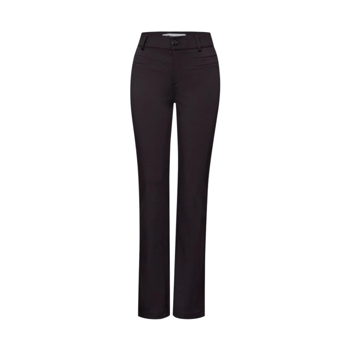 Street One pantalón de mujer negro Style York Bootcut 380597 en tejido techno twill vista frontal