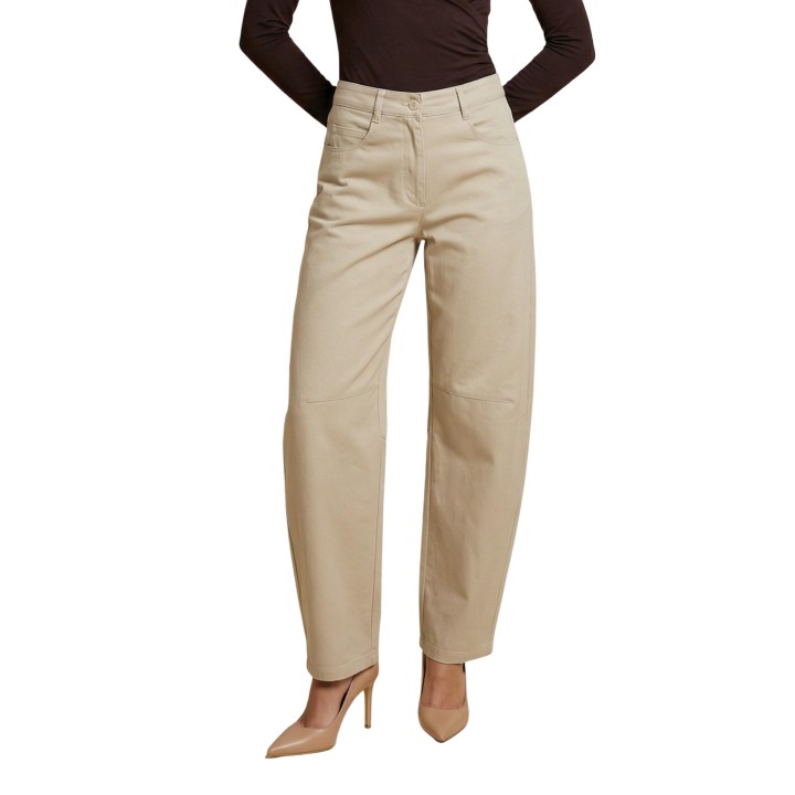 Pantalón de algodón beige para mujer I am PE26085 vista frontal