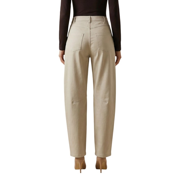 Pantalón de algodón beige para mujer I am PE26085 vista posterior
