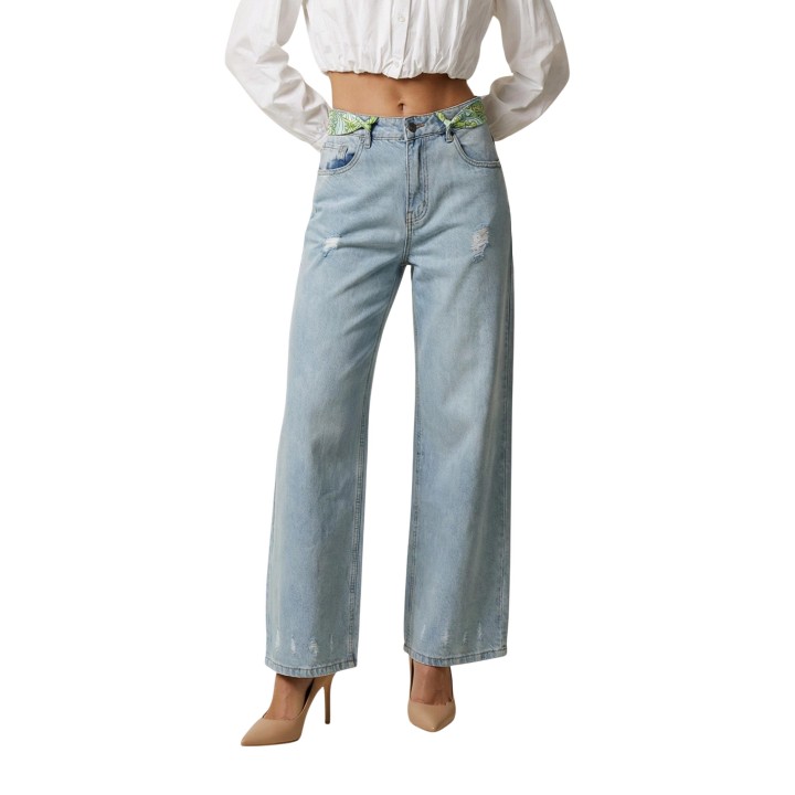 I am vaqueros de mujer en denim claro SLE6PT025301D vista frontal