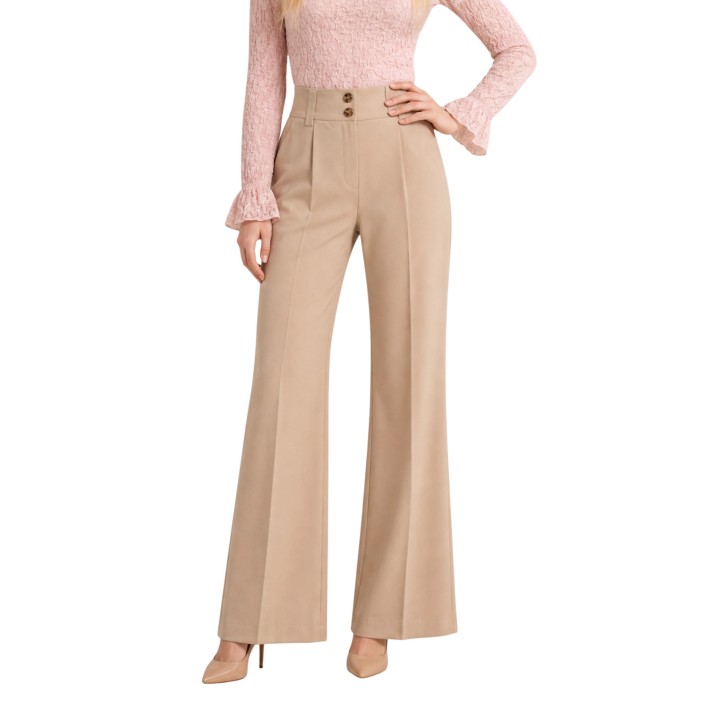 Pantalón beige de mujer I am 13669 vista frontal de tres cuartos