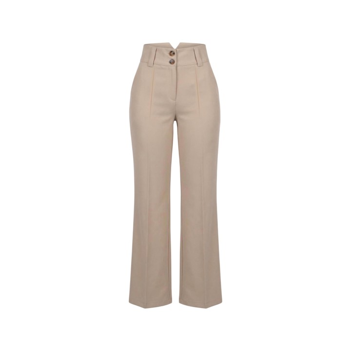 Pantalón beige de mujer I am 13669 vista frontal de detalle