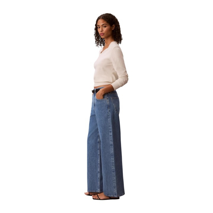 Vaqueros de mujer Calvin Klein Jeans LV047G906G en denim azul vista lateral
