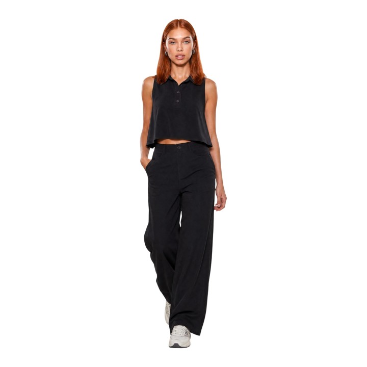 Pantalón palazzo negro de mujer I am 30901 en vista de tres cuartos