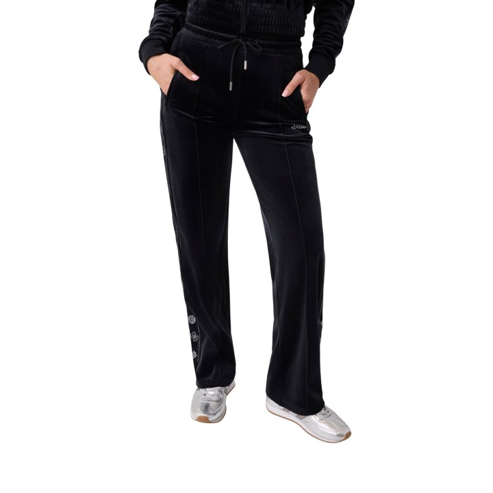 Guess Active pantalón de terciopelo negro para mujer Amalia vista frontal
