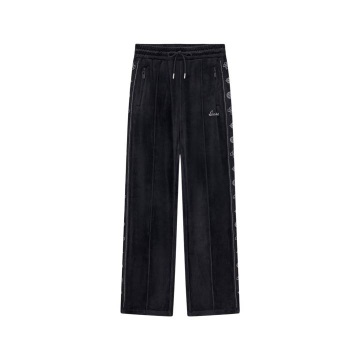 Guess Active pantalón de terciopelo negro para mujer Amalia vista frontal de la prenda