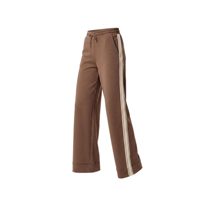 Guess pantalón de mujer Merope Wide Leg marrón vista de tres cuartos