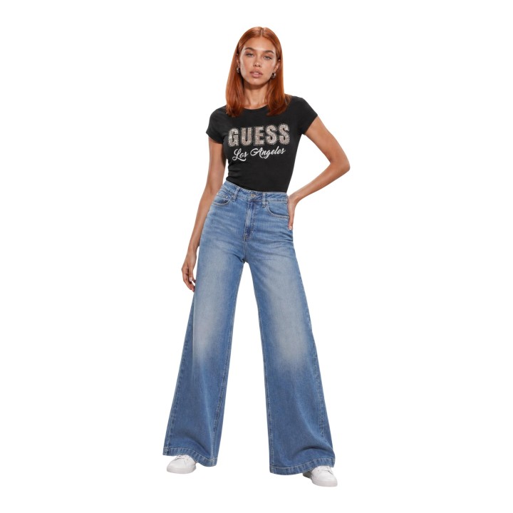 Guess vaqueros Bellagio para mujer en denim azul vista de tres cuartos