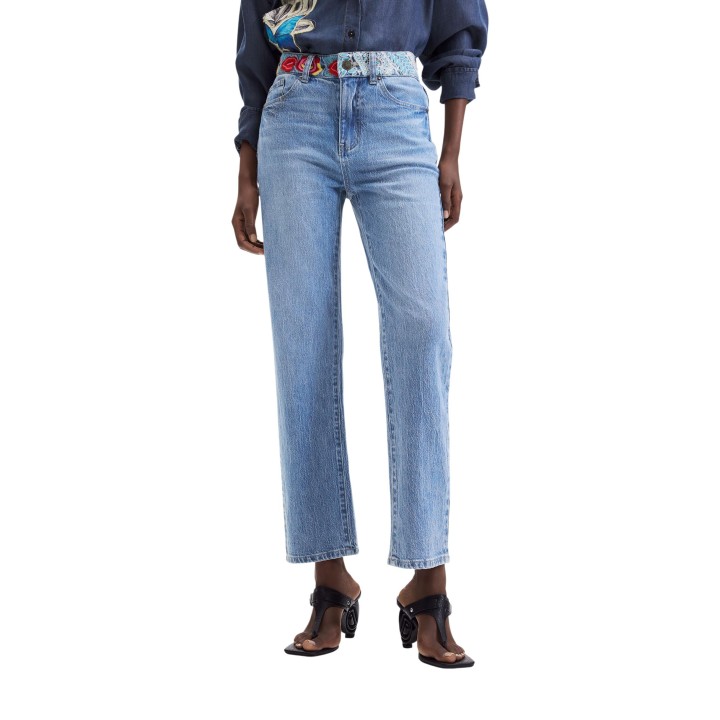Desigual vaqueros de mujer azul denim vista frontal de detalle