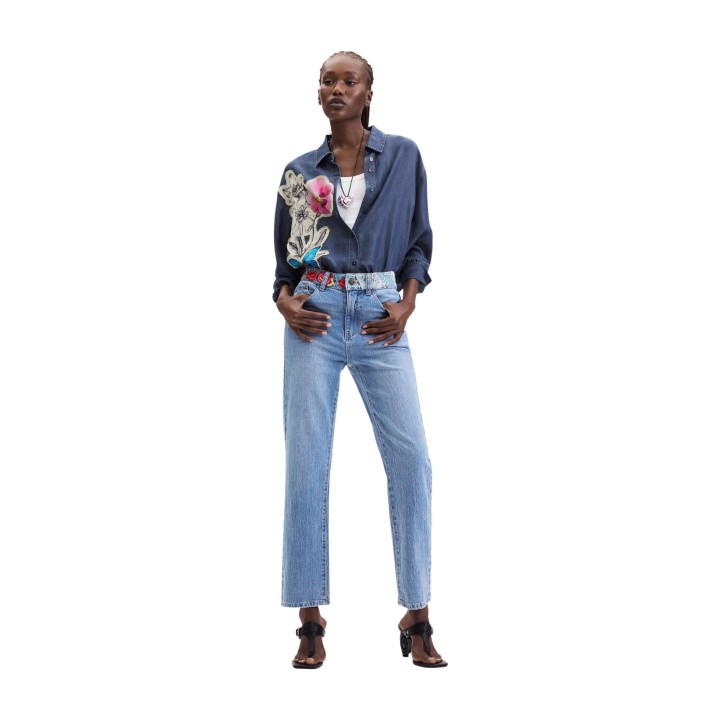 Desigual vaqueros de mujer azul denim vista frontal