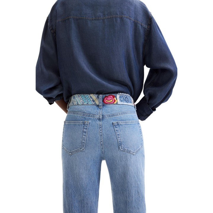 Desigual vaqueros de mujer azul denim vista posterior de detalle