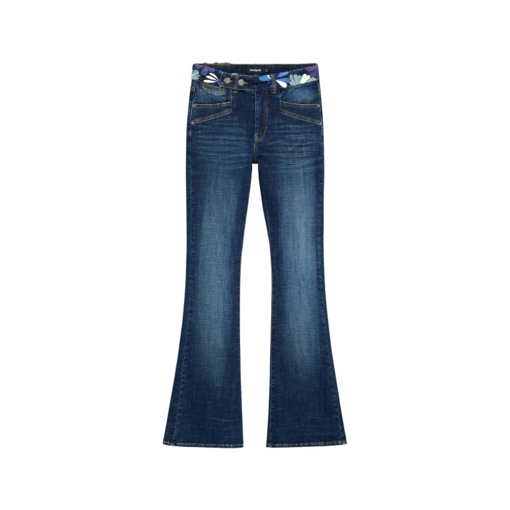 Desigual vaqueros de mujer azules de denim vista frontal en plano