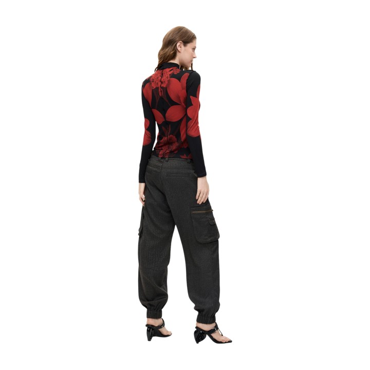 Desigual pantalón de mujer marrón oscuro vista posterior de tres cuartos