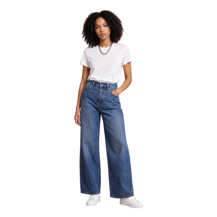 Vaqueros de mujer Armani Exchange azul oscuro de denim vista frontal