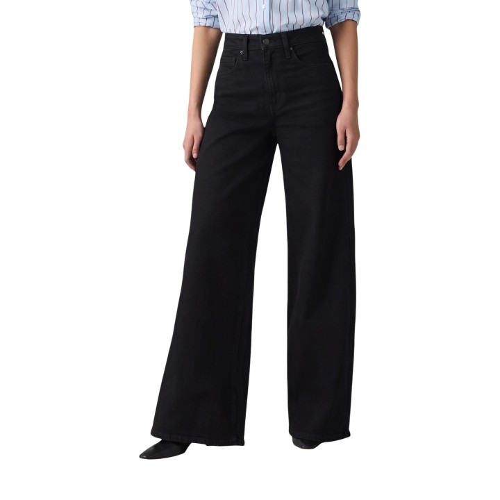 Levi's® vaqueros de mujer negros de algodón vista frontal de detalle