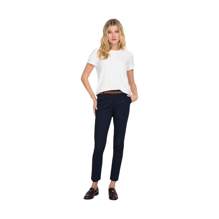 Jacqueline de Yong pantalón chino de mujer azul vista frontal en tres cuartos
