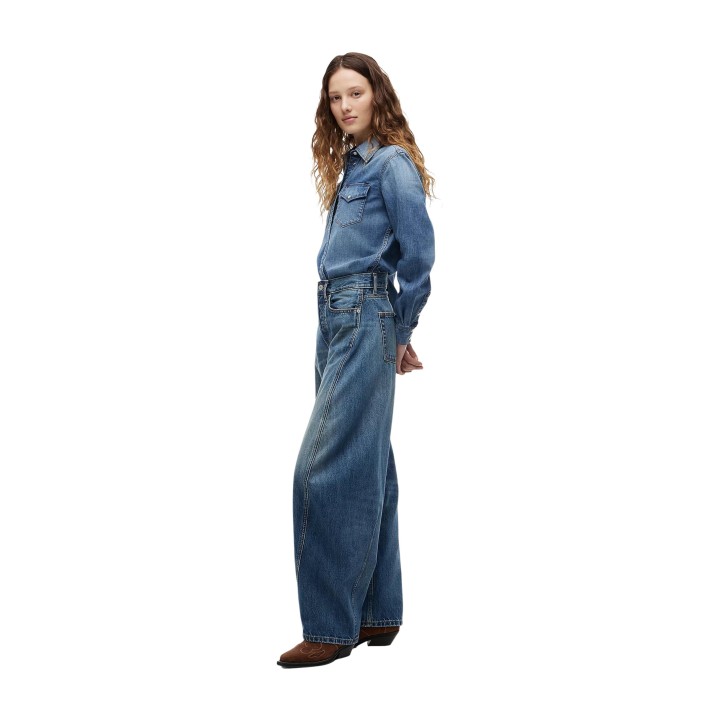 Vaqueros de mujer Tommy Hilfiger Jeans Ella Mid Barrel en denim vista lateral