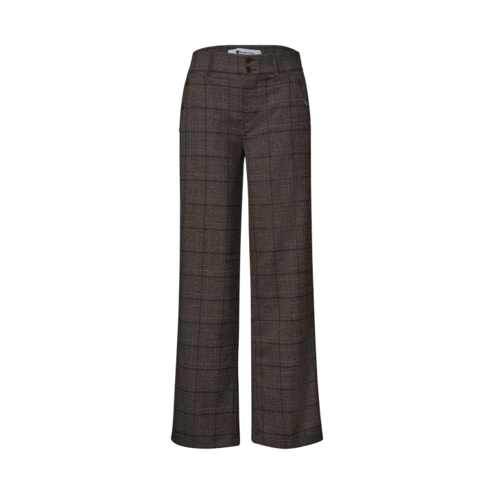 Street One pantalón de mujer marrón de cuadros Amalia vista frontal