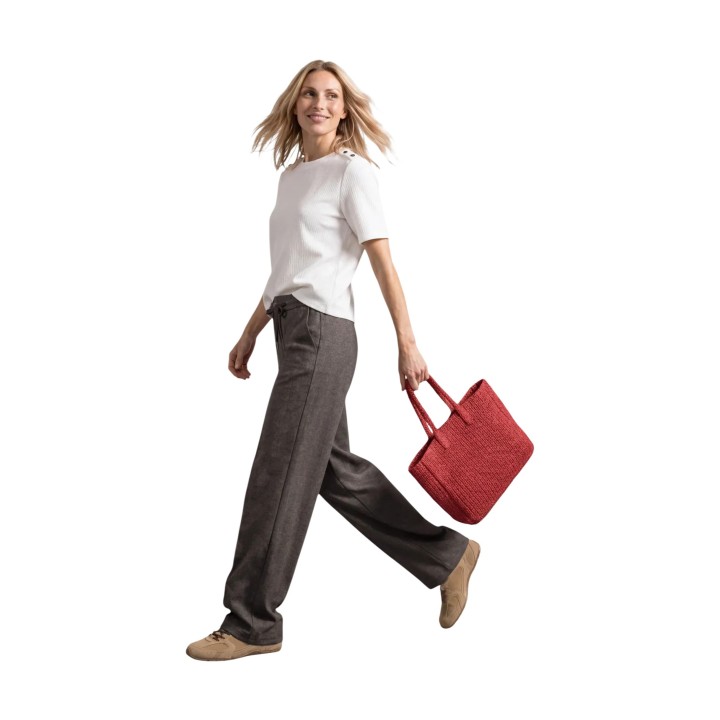 Street One pantalón cargo de mujer marrón oscuro Amalia 381379 en vista lateral