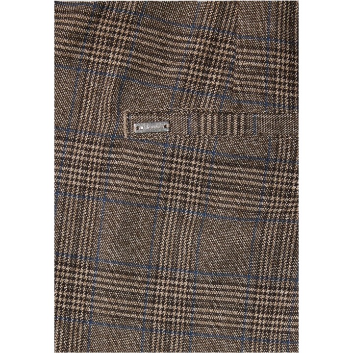 Detalle del tejido de cuadros marrón del pantalón Street One Bonny MW L28
