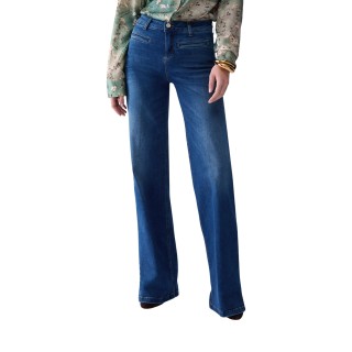 Pantalón de mujer Liu-Jo UF6069 DS004 en denim oscuro vista frontal