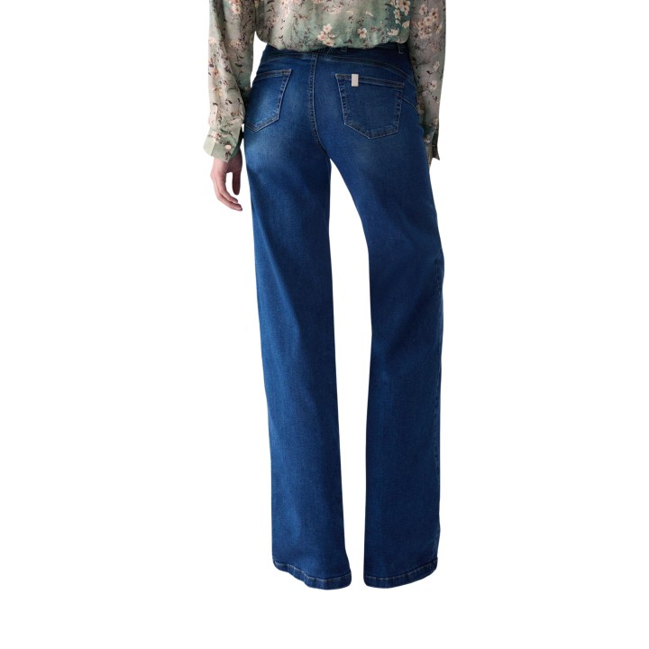 Pantalón de mujer Liu-Jo UF6069 DS004 en denim oscuro vista posterior