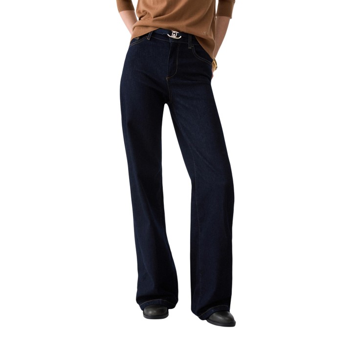 Liu-Jo pantalón vaquero de mujer azul marino vista frontal de tres cuartos