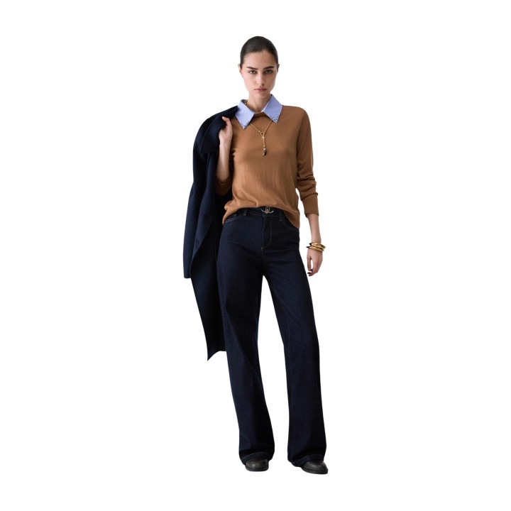 Liu-Jo pantalón vaquero de mujer azul marino vista frontal de tres cuartos