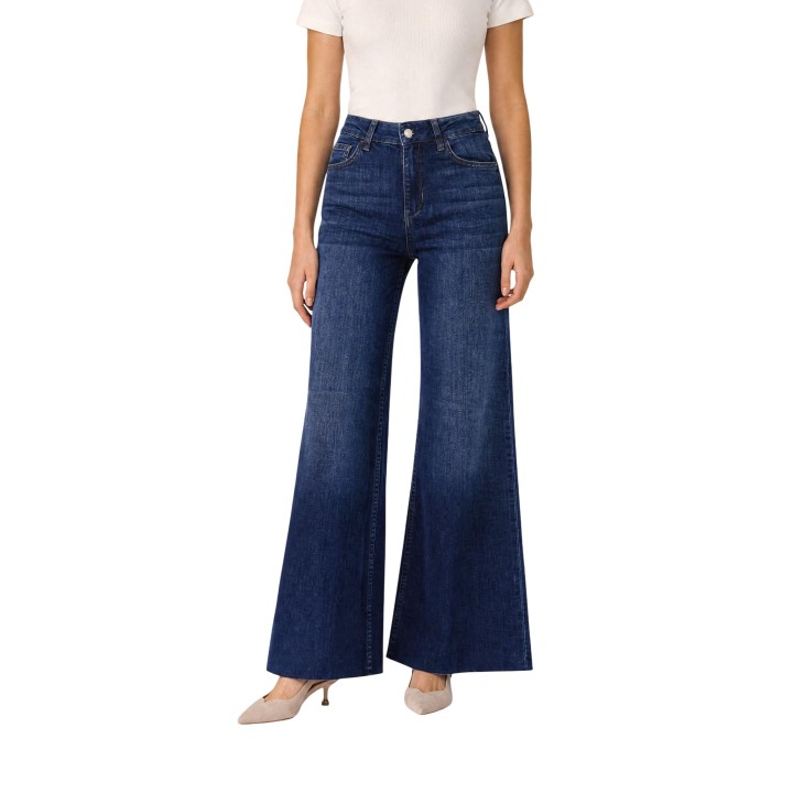 Vaqueros de mujer Liu-Jo UF6106 D0356 en denim azul oscuro vista frontal