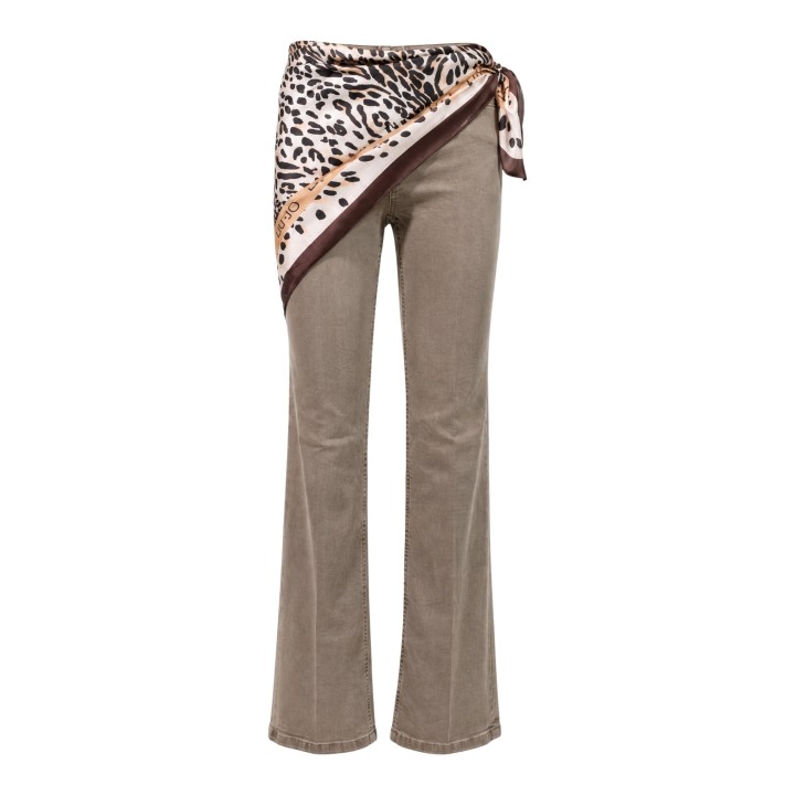 Liu-Jo pantalón de mujer beige oscuro UF6107 T778A vista de tres cuartos