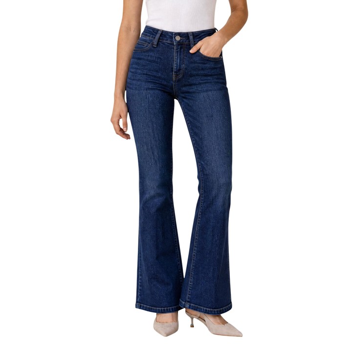 Vaqueros de mujer Liu-Jo UF6218 D0356 en denim azul oscuro vista frontal